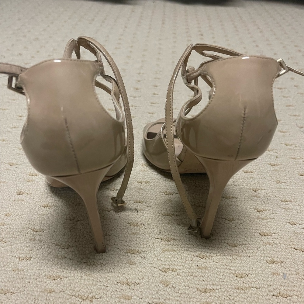 Jimmy Choo Lang Nude Beige Patent Leather Strappy Cro Gem